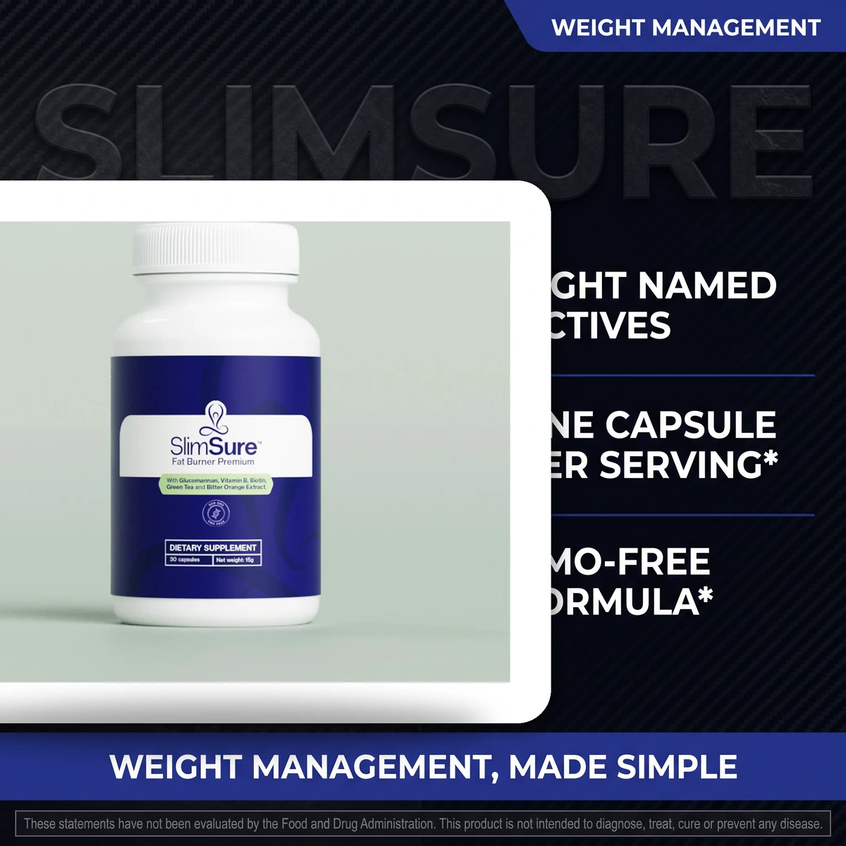 SlimSure named actives beside a guide to the causes of constant hunger